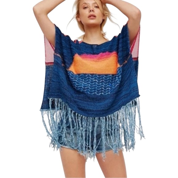 FREE PEOPLE Sunset Fringe Knit Festival Boho Coverup Top | XS/S | Retail $168 - Picture 8 of 8